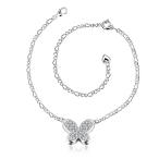 Huangiao Zircon Butterfly Charm Adjustable Summer Beach Anklets Silver