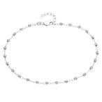 Sterling Silver 9" + 1" Extension Diamond-Cut Beaded Anklet