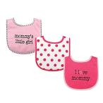 Luvable Friends 3 Piece Drooler Bibs with Fiber Filling for Girls, I love M