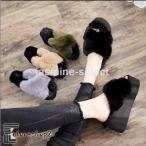 ショッピングモコモコ 歩きやすいファーサンダル厚底シューズパンプス美脚ラビットモコモコ