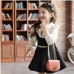 女の子 入学式 フォーマル ワンピース キッズ 卒園式 子供服 スーツ 長袖 白ブラウス パールアクセ付きワンピース 子ども服 七五三 発表会 ピアノ 卒業式 春