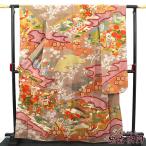 中古 振袖 正絹 成人式 結婚式 購入 振袖単品 送料無料 茶 古典柄 身丈168cm 裄丈63.5cm リサイクル着物 リユース着物 中古着物 即日発送