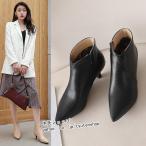 ショートブーツ ブーツ レディース 秋冬 ピンヒール ブーティー ポインテッドトゥ PUブーツ ハイヒールブーツ レトロ 美脚 秋冬ブーツ お洒落 大きいサイズ