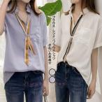 ブラウスレディース可愛い ブラウストップスブラウスゆるブラウス韓国風半袖ブラウス春夏シャツブラウス 体型カバー通勤 人気 春夏２０代３０代４０代