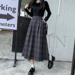 秋冬ラシャスカートマキシスカート  チェック柄 ハイウエスト ラシャスカート   気質 オシャレ きれいめ 40代 50代ファッション エレガント お出かけ〜L