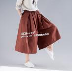 ガウチョパンツ40代 50代 ワイドパンツ 7分丈パンツ パンツレディース ウエストゴム おしゃれ スカーチョ ボトムス 春夏 大きいサイズ カジュアル ゆったり