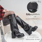 厚底ニーハイブーツ 秋冬 ロングブーツレディース 秋冬ニーハイブーツ レザー長靴 防寒ブーティー7.5cmヒールジョッキーブーツ 美脚靴 ロングブーツ大きいサイズ