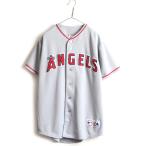 00s ■ MLB オフィシャル Majestic ロサンゼルス エンゼルス 半袖 ベースボール シャツ ( メンズ L ) 古着 ゲームシャツ ユニフォーム 灰