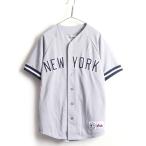 00s ■ MLB オフィシャル Majestic ニューヨーク ヤンキース 半袖 ベースボール シャツ ( メンズ M 程) 古着 00年代 ゲームシャツ 大リーグ