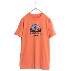 17年製 パタゴニア プリント 半袖 Tシャツ メンズ М Patagonia アウトドア フィッツロイ クレスト グラフィック スリム フィット オレンジ