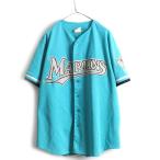 90s USA製 大きいサイズ XXL ■ MLB オフィシャル Majestic フロリダ マーリンズ 半袖 ベースボール シャツ ( メンズ ) 古着 ゲームシャツ