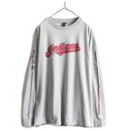 ショッピングナイキ tシャツ メンズ 00s 大きいサイズ 2XL ■ ナイキ MLB オフィシャル インディアンス 長袖 Tシャツ ( メンズ XXL ) NIKE TEAM ロンT スウッシュ 灰 大リーグ