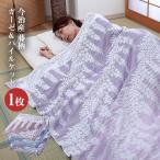 今治産藤柄ガーゼ＆パイルケット 1枚 寝具 夏 タオルケット ガーゼケット パイルケット パープル ブルー ピンク シングル 日本製 綿100％ 今治 通気性 軽量