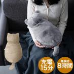 蓄熱 充電式 エコ 湯たんぽ あったか ネコライク 猫タイプ 1個 - グレージュ グレー コードレス 蓄熱式 ゆたんぽ 充電 ぬくぬく カイロ アンカ