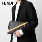 フェンディ FENDI 7VA491 A9XS セカンドバッグ メンズ クラッチ フラット スリム ポーチ FFロゴ ズッカ レザー リストレット付き ファブリック 鞄 プレ  爆買