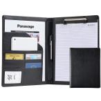 Panavage バインダー A4 クリップボード PU クリップ ファイル 二つ折り 多機能 ペンホルダー ポケット付き 名刺入れ メモ帳付き 黒