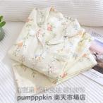 ガーゼ パジャマ レディース ルームウエア 綿100% 春 夏 秋 用 薄手 長袖 花柄 かわいい パジャマセット 大人 女性 婦人用