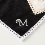タオルハンカチ イニシャル刺繍 モノグラムハート 黒 名入れ ウチノタオル