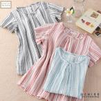 クレープガーゼ ランダムストライプ プルオーバー 半袖 Tシャツ ルームウェア レディースギフト 送料無料 UCHINO ウチノタオル 内野タオル