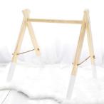 Okawari Home ベビージム 木製 ホワイト ベッドぶら下げ 遊びジム 知育玩具 ベビー 赤ちゃん 出産お祝い