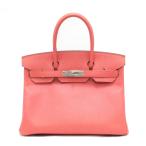 【名東】エルメス バーキン30 ヴォーエプソン フラミンゴ シルバー金具 □P刻印 ピンク系 ハンドバッグ 高級 レディース