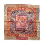 【名東】エルメス カレ70 スカーフ JUNGLE LOVE AU TAMPON シルク100% レッド系 女