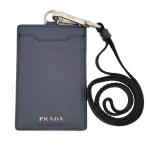 【名東】プラダ パスケース ネックホルダー ネイビー系 サフィアーノ カードケース レディース メンズ