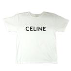 【名古屋】セリーヌ ルーズ Tシャツ 半袖 ロゴ 2X681671Q ホワイト 白 Mサイズ コットン クルーネック トップス
