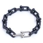 【栄】ティファニー K18WG チタン ハードウェア ラージリンク ブレスレット 750WG メンズ レディース ジュエリー【仕上済】