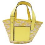 ショッピングロエベ 【栄】ロエベ かごバッグ スモール バスケットバッグ ラフィア レザー ナチュラル イエロー ハンドバッグ レディース