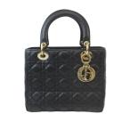 【天白】ディオール レディオール 2WAYハンドバッグ ブラック ゴールド金具 レザー ショルダー