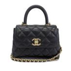 【天白】シャネル ココハンドル マトラッセ エクストラミニ キャビアスキン AP4244 ブラック ゴールド金具 ココマーク