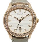 【天白】仕上済 PIAGET ピアジェ ポロ デイト G0A46023 シルバー PG レザー ダイヤモンド 自動巻き レディース 腕時計 女