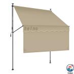 オーニングテント 突っ張り 前幕付き 日よけ 幅200 250 300cm 巻き取り式 サンシェード THKJ 目隠し 紫外線 UV カット 角度 2.15M-3.1M高さの調節が可能 丈夫