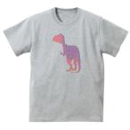 ショッピング恐竜 恐竜　ダイナソー　おもしろデザイン　Tシャツ　グレー