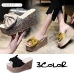 サンダル レディース スリッパ ウェッジソール 厚底サンダル 夏 靴 シューズ ビーチサンダル リボン 9cm