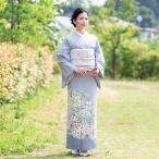 高級 色留袖レンタル　送料無料　ITS-MI018 正絹 白鼠色 城郭と梅 結婚式 貸衣装 色留袖 フルセットレンタル 母親 叔母 留袖 レンタル 叙勲 式典 フォーマル