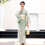 レンタル フルセット 高級 夏用 絽 訪問着 レンタル　ROHO-065　若竹色 桜　結婚式 列席 訪問着 絽 夏お宮参り 式典着物レンタル 夏お茶会着物 6月 7月 8月 9月