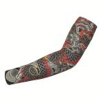 タトゥーアームカバー 和柄 龍 1枚 和風 紫外線をブロック 厚手ニットタイプ 腕 フルカバー UV対策 男女兼用