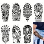 タトゥーシール お得な7枚セット トーテムパターン フェイクタトゥー 18.9cm×9.5cm 腕 脚 刺青 (FF151・153〜4・157〜160) トライバル