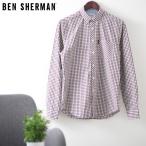 ベンシャーマン メンズ 長袖シャツ ハウスチェック シグネチャー Ben Sherman レッド レギュラーフィット