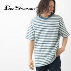 Ben Sherman ベンシャーマン Tシャツ ストライプ ハニカム  リラックスフィット ボーダー プリント コットン 半袖  エアフォース クルーネック