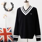 フレッドペリー ティップライン Vネックセーター Vネック ニット Fred Perry ストライプ ブラック 正規販売店 プルオーバー メンズ レディース