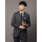 [ suit square ] men's suit three-piece 3. button weave pattern BASIC TR15 charcoal gray 