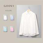 【スーツスクエア】メンズ GOOVI ワンピースカラーシャツ 長袖 和紙×コットンシャンブレーボイル 無地 ホワイト