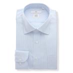 ショッピングワイシャツ 【スーツスクエア】 メンズ ワイシャツ 長袖 形態安定 ストレッチ  ワイドカラー 織柄  ドレスシャツ ブルー