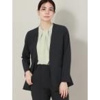 【スーツスクエア】レディース  ジャケット Vカラー ウォッシャブル 織柄 ネイビー系