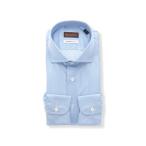 ショッピングワイシャツ 【スーツスクエア】メンズ ワイシャツ 長袖 ホリゾンタルカラー ノンアイロンジャージー ストライプ ドレスシャツ ブルー系