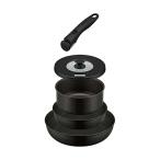 ショッピングIH対応 サーモス デュラブルシリーズ 取っ手のとれるフライパン5点セットAB IH対応 ブラック KSA-5B BK フライパン 省スペース