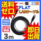 LANケーブル ランケーブル フラット 3m CAT6準拠 1年保証 ストレート ツメ折れ防止カバー フラットLANケーブル UL.YN